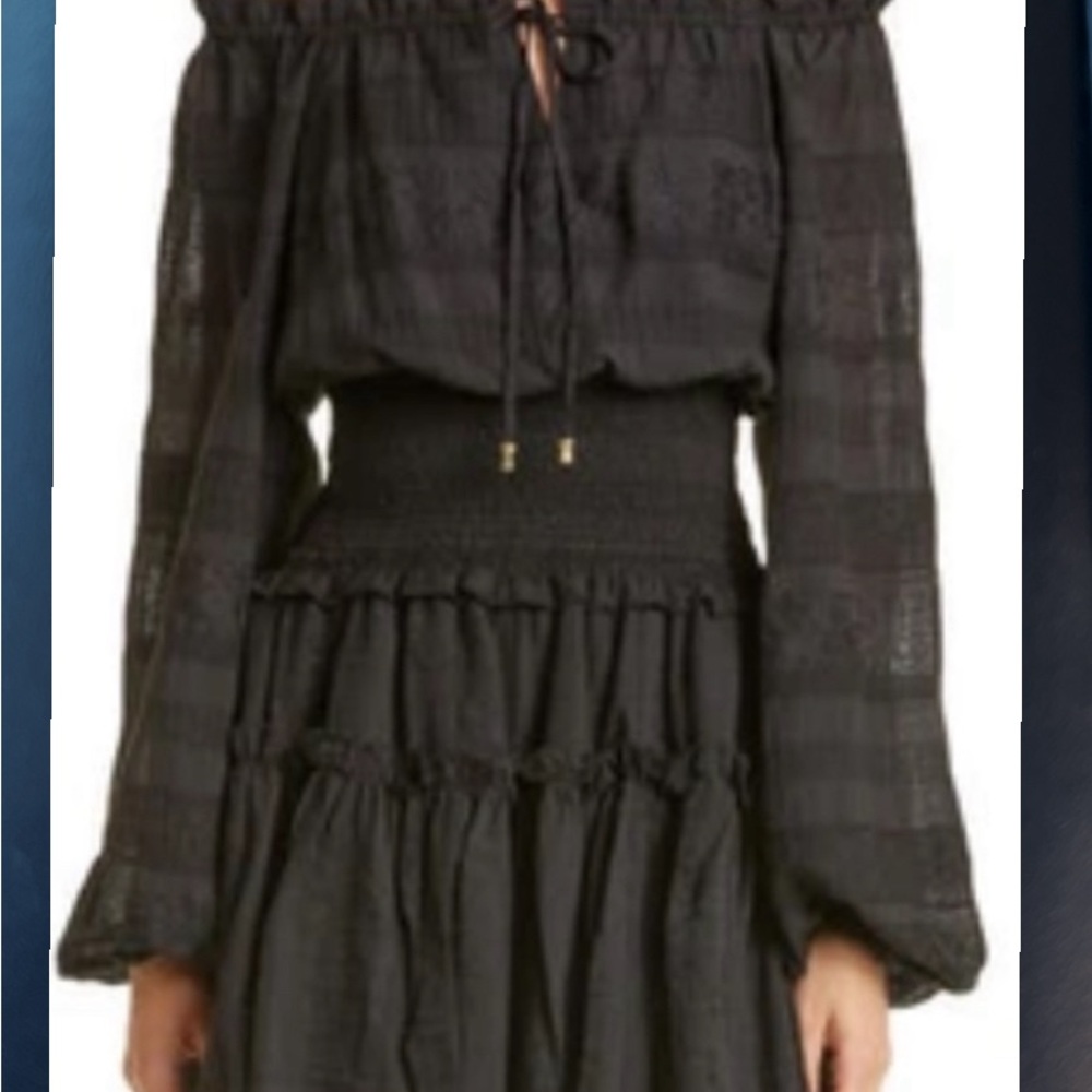 Ramy Brook Erica Dress. NWT SMALL. Textured black with lace. Lined at bottom.